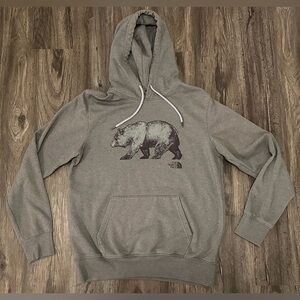 Vintage Men’s The North Face Bear Logo Grey Fleece Hoodie - Size Medium